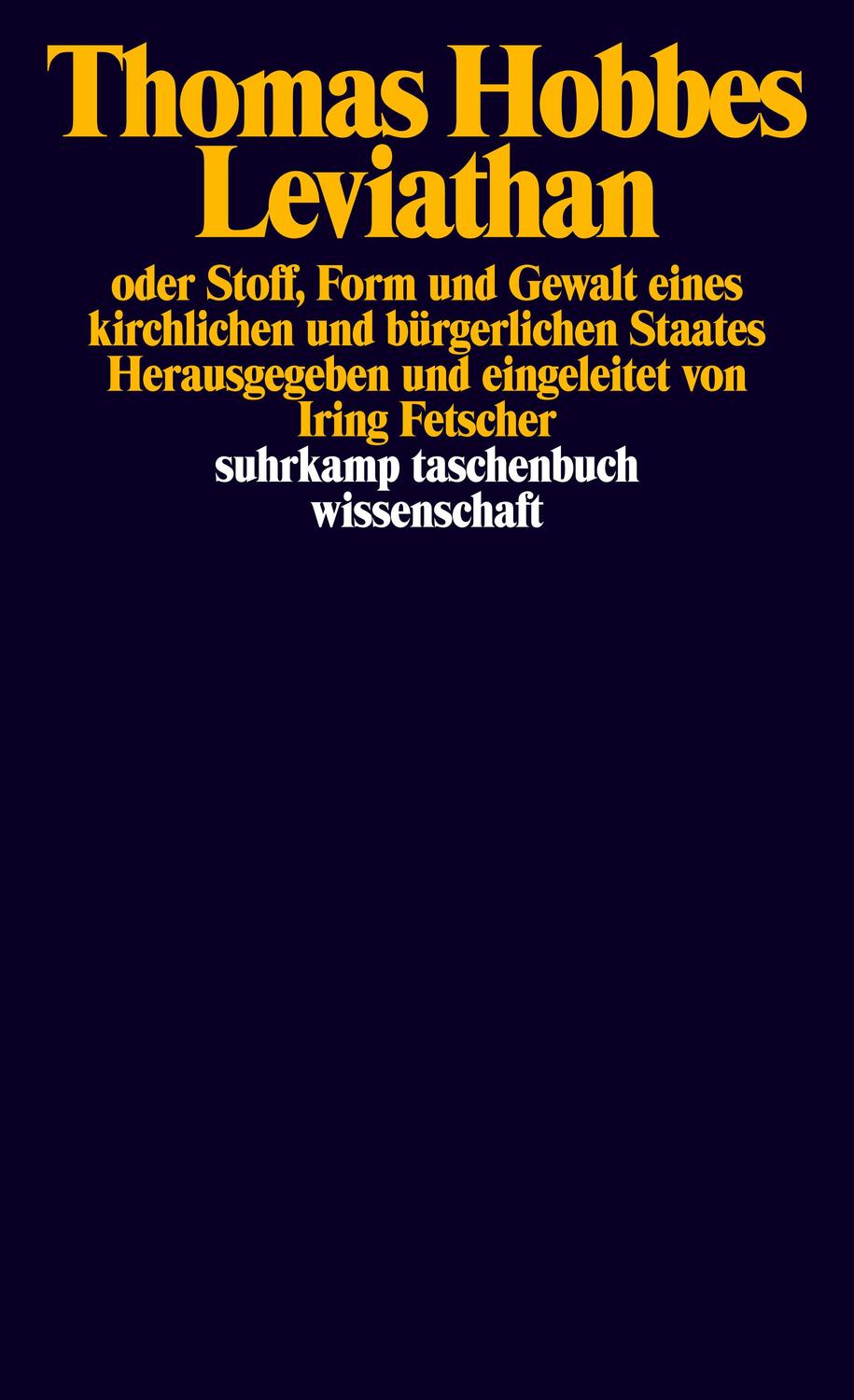 Cover: 9783518280621 | Leviathan | Thomas Hobbes | Taschenbuch | Deutsch | 2001 | Suhrkamp