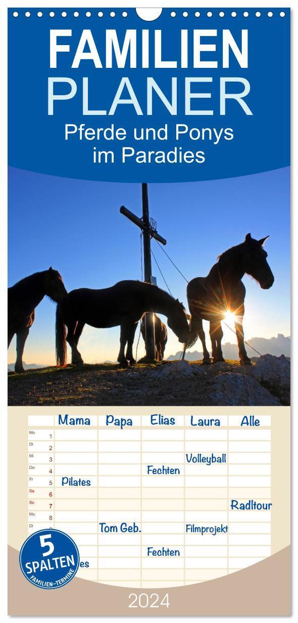 Cover: 9783383085871 | Familienplaner 2024 - Pferde und Ponys im Paradies mit 5 Spalten...