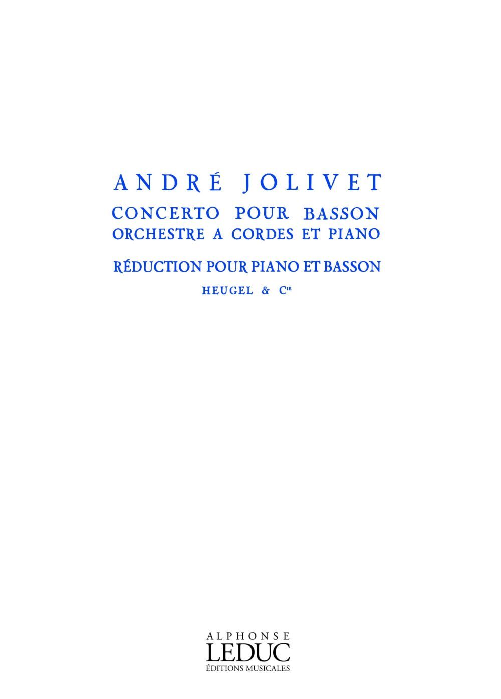 Cover: 9790047316691 | Concerto For Bassoon, String Orchestra And Piano | André Jolivet
