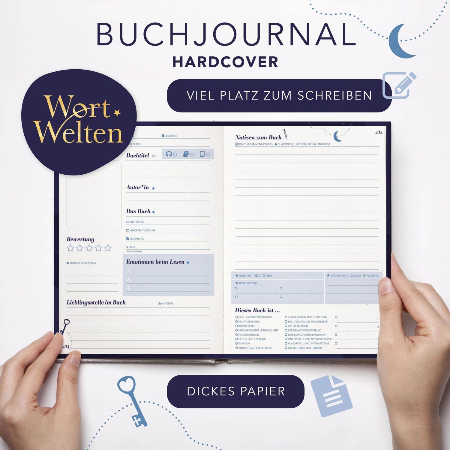 Bild: 9783989423596 | Wort Welten: Buchjournal XXL - Lesetagebuch &amp; Buchjournal für 100...