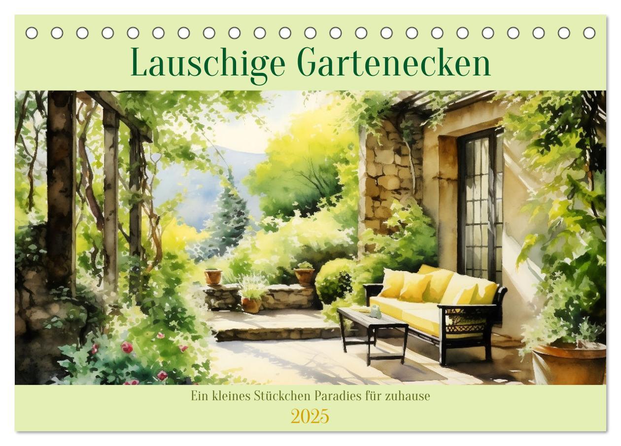 Cover: 9783383836343 | Lauschige Gartenecken (Tischkalender 2025 DIN A5 quer), CALVENDO...