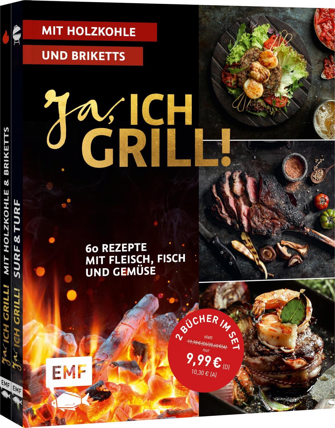 Cover: 9783745922899 | Ja, ich grill! - Mit Holzkohle und Briketts: Doppelt gut - 2 Bücher...