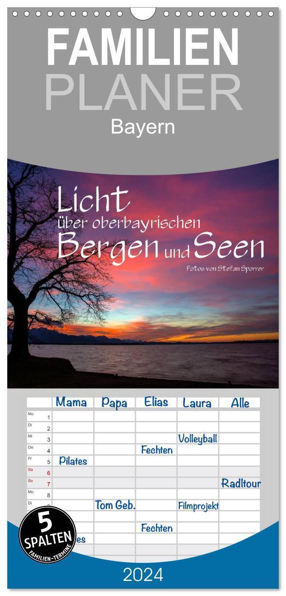 Cover: 9783383089107 | Familienplaner 2024 - Licht über oberbayrischen Bergen und Seen mit...