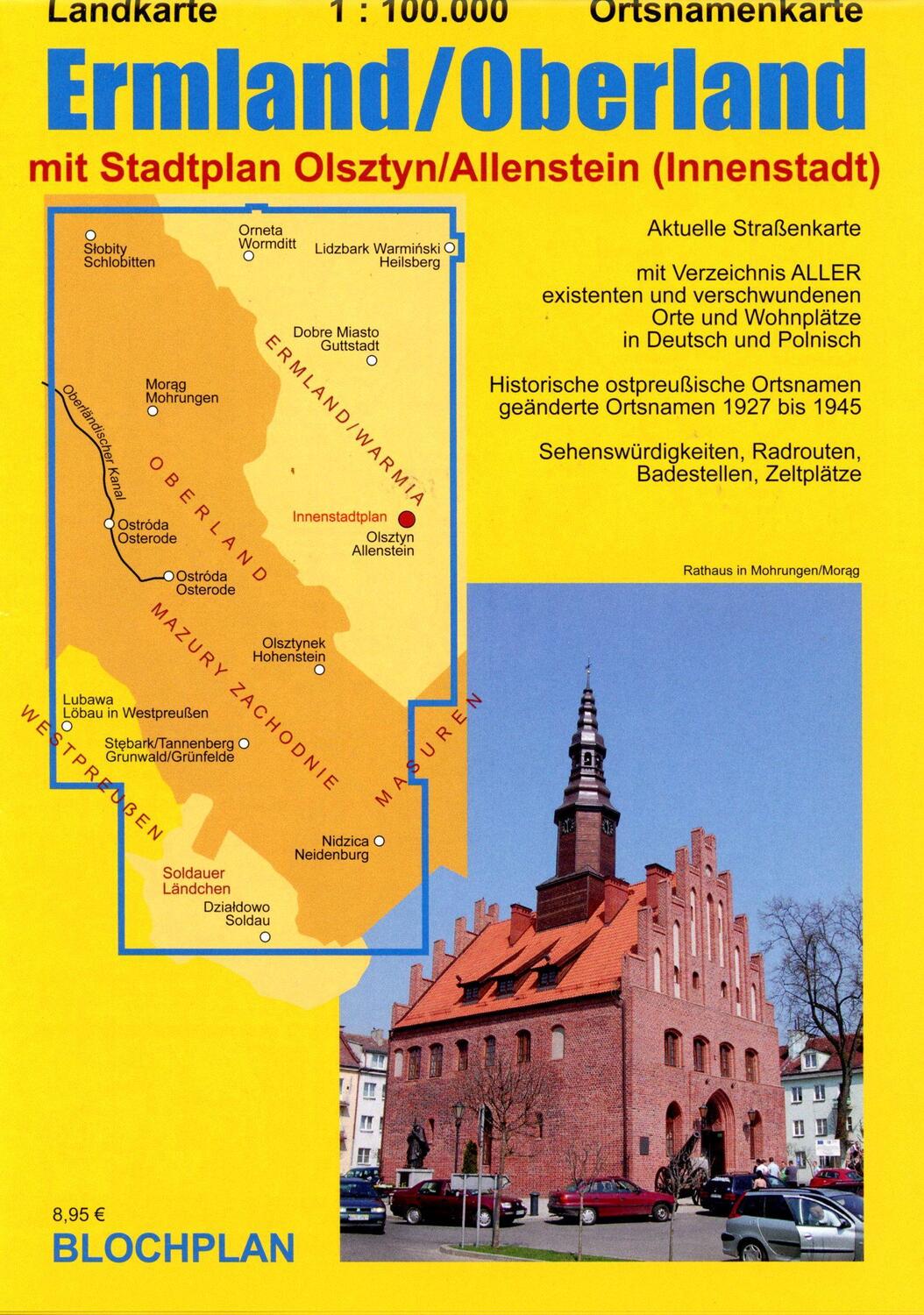 Cover: 9783982296951 | Landkarte Ermland/Oberland | mit Stadtplan Olsztyn/Allenstein | Bloch