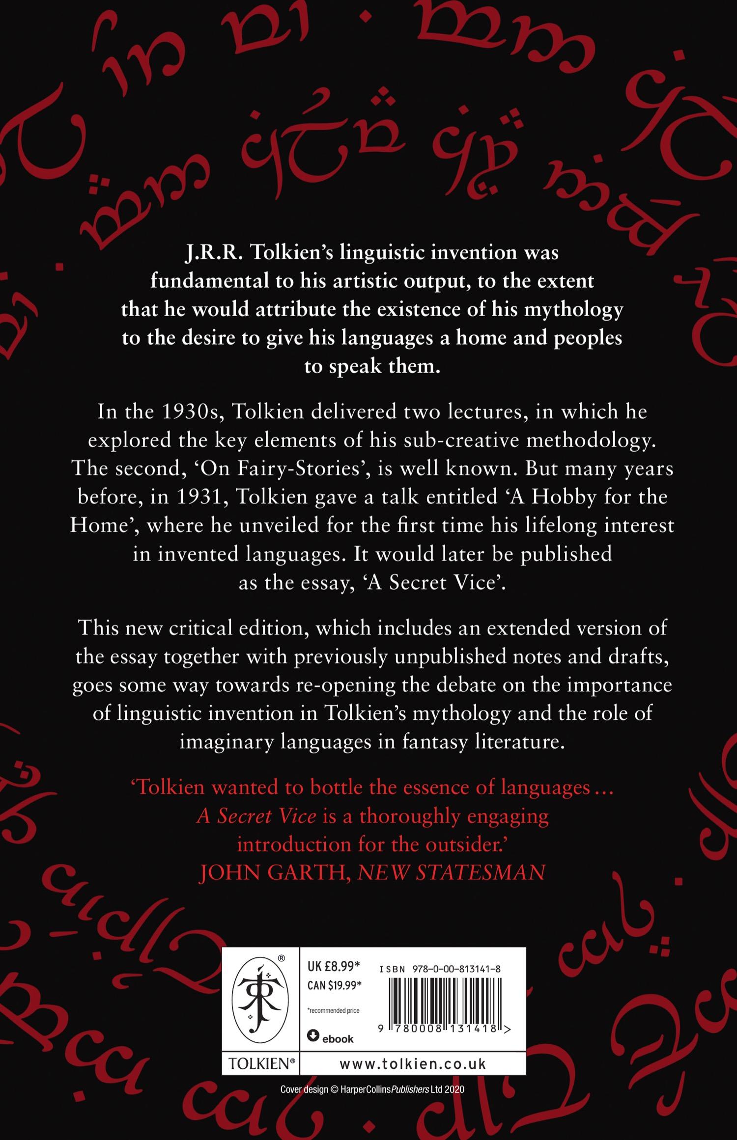 Rückseite: 9780008131418 | A Secret Vice | Tolkien on Invented Languages | J. R. R. Tolkien