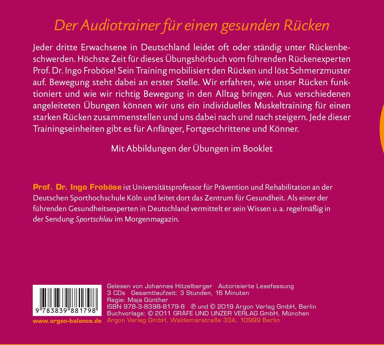 Rückseite: 9783839881798 | Das neue Rückentraining | Mit Audiotrainer für einen gesunden Rücken