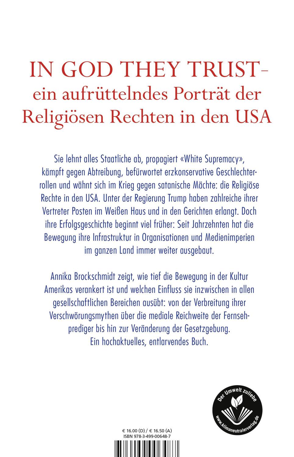 Rückseite: 9783499006487 | Amerikas Gotteskrieger | Annika Brockschmidt | Taschenbuch | Deutsch
