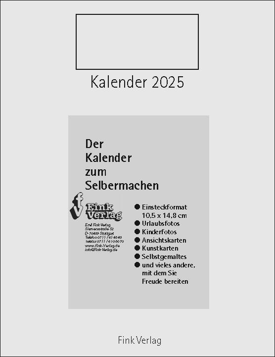 Cover: 9783771720476 | Kalender zum Selbermachen 2025 | Einsteckkalender [Titel Hoch] | Fink