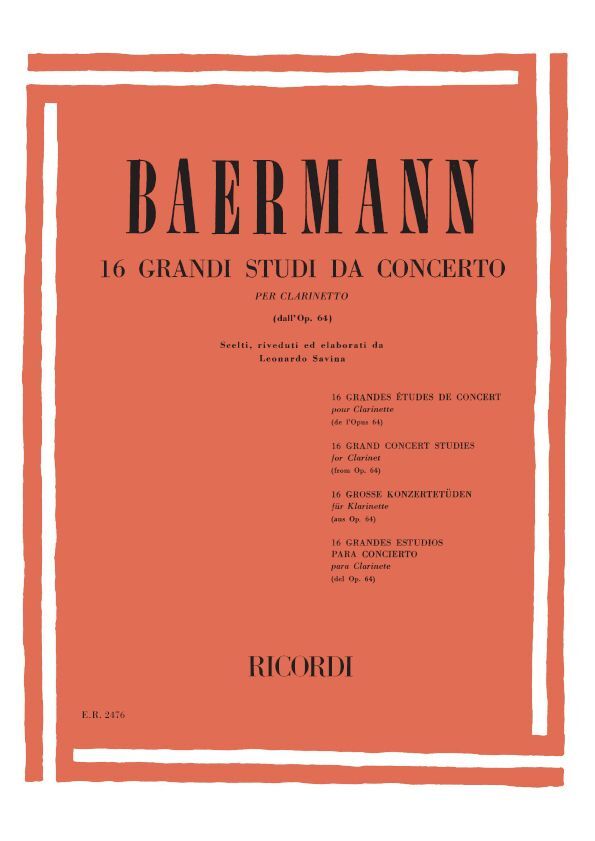 Cover: 9790041824765 | 16 Grandi Studi Da Concerto Dall'Op. 64 | K. Baermann | Partitur