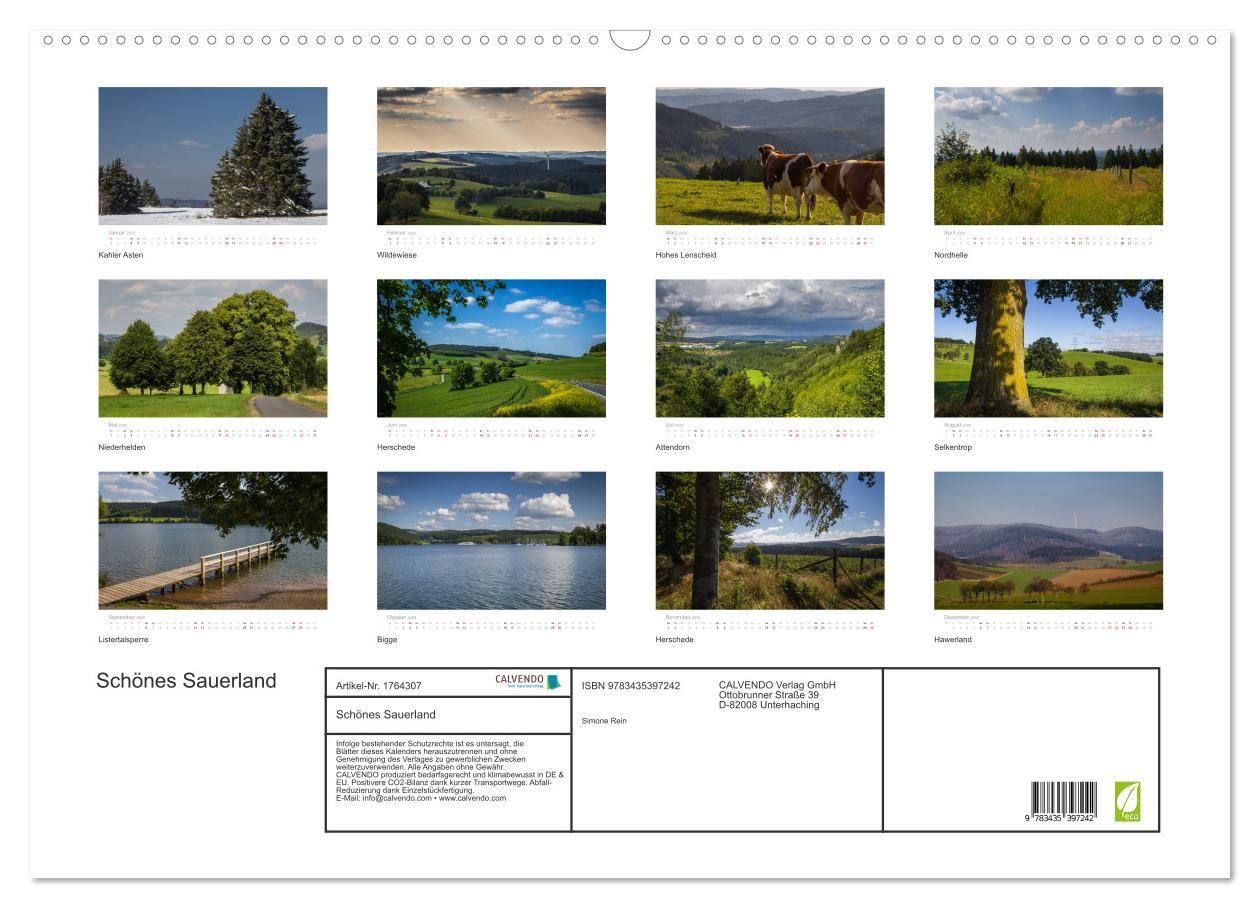 Bild: 9783435397242 | Schönes Sauerland (Wandkalender 2025 DIN A2 quer), CALVENDO...