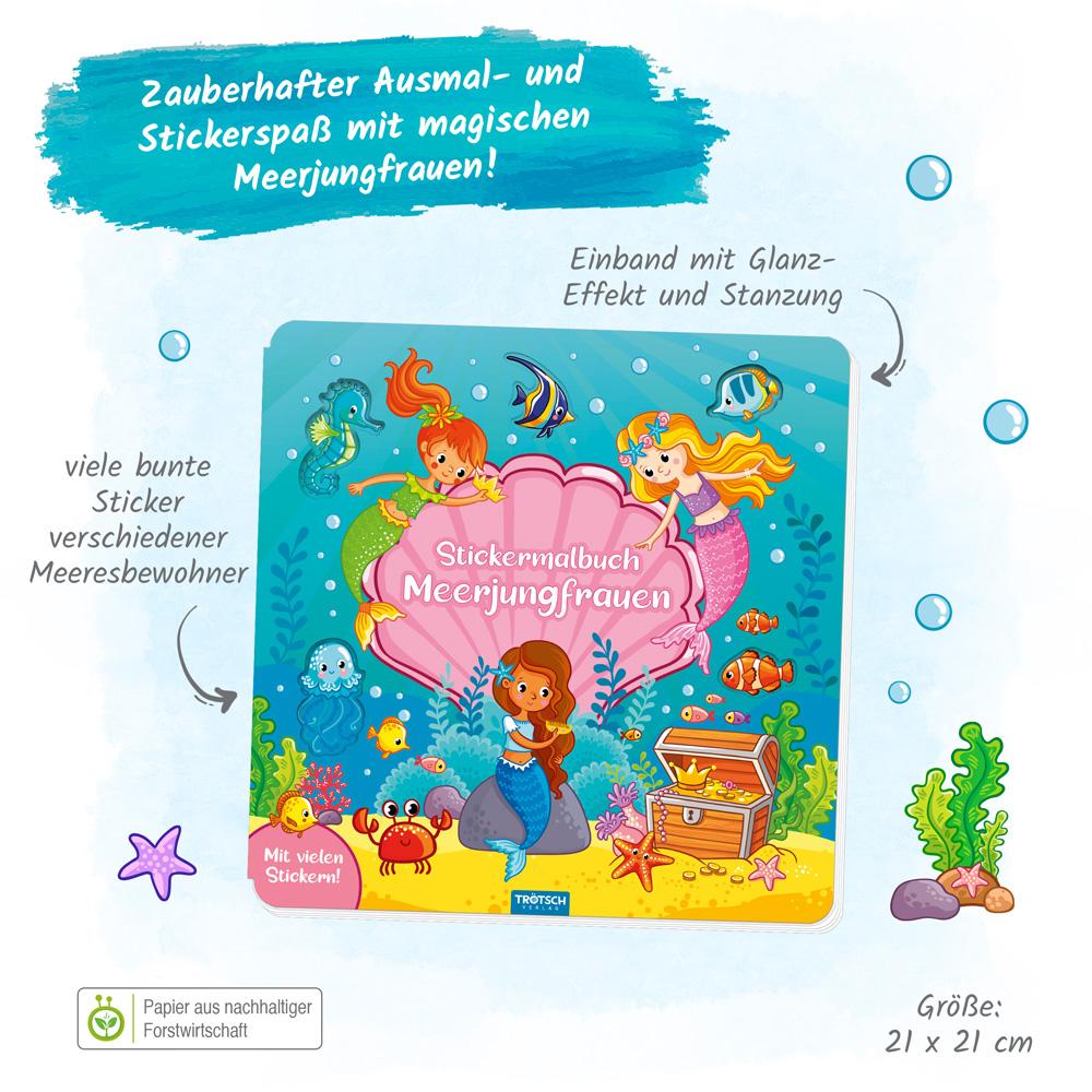 Bild: 9783988022981 | Trötsch Malbuch Stickermalbuch Meerjungfrauen | KG | Broschüre | 16 S.