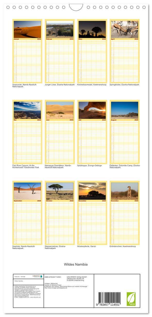 Bild: 9783457114551 | Familienplaner 2025 - Wildes Namibia mit 5 Spalten (Wandkalender,...