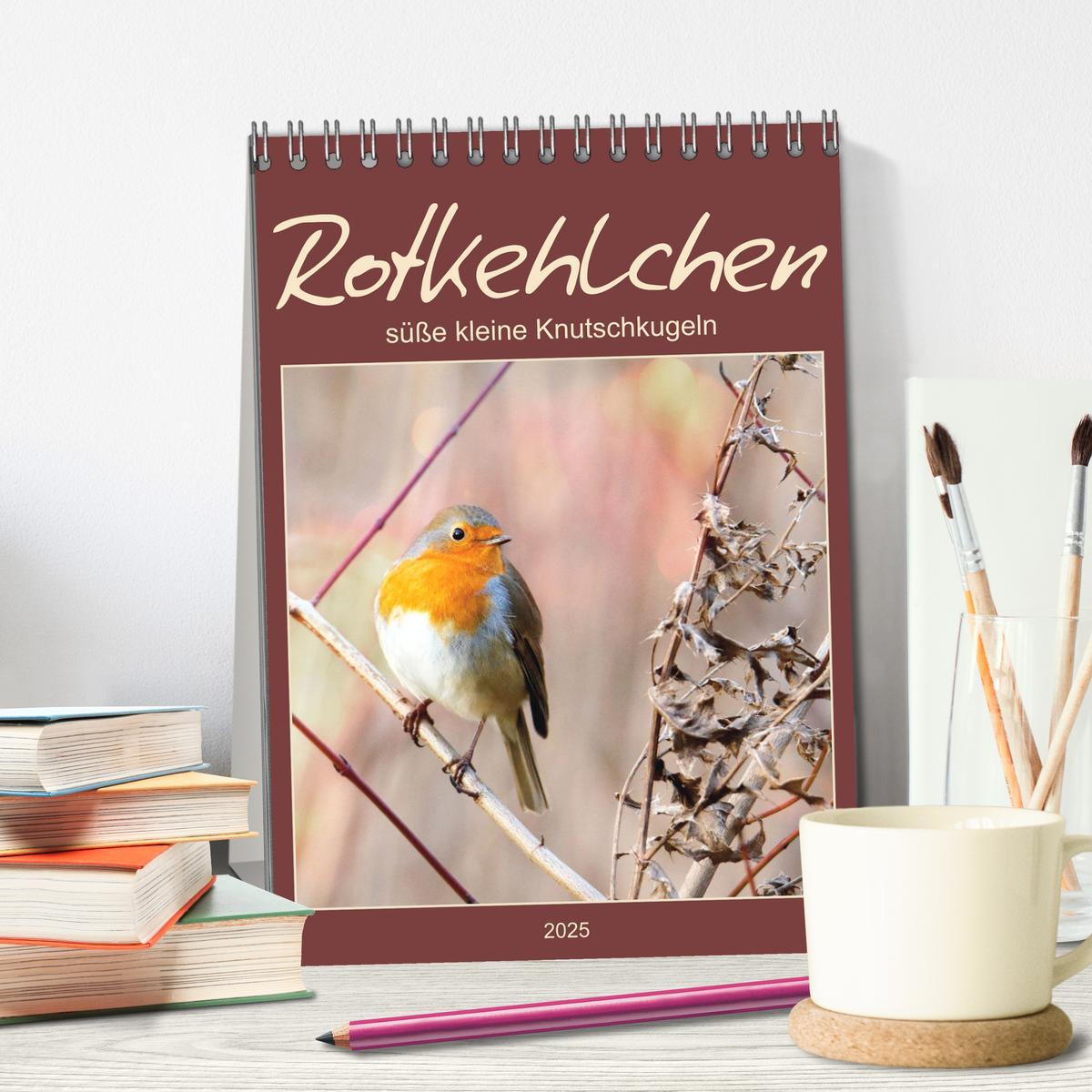 Bild: 9783435916948 | Rotkehlchen, süße kleine Knutschkugeln (Tischkalender 2025 DIN A5...