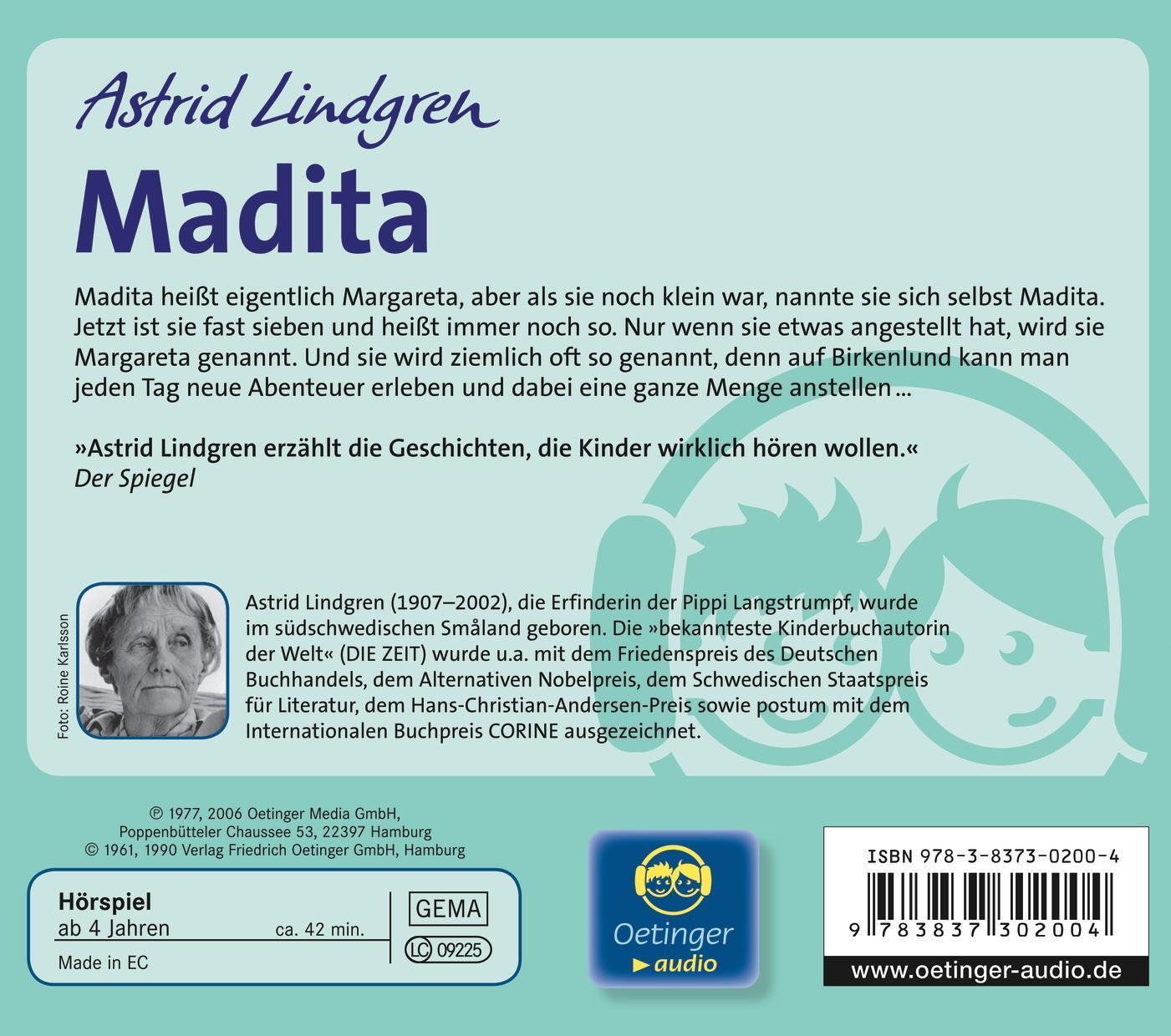 Rückseite: 9783837302004 | Madita | Astrid Lindgren | Audio-CD | Oetinger Audio | 42 Min. | 2006