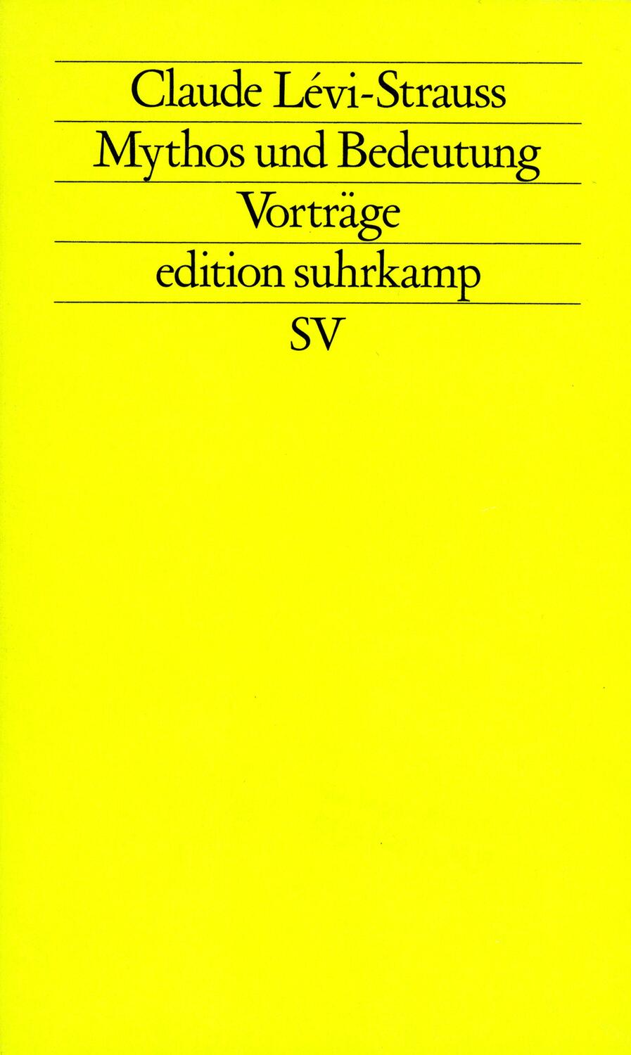 Cover: 9783518110270 | Mythos und Bedeutung | Claude Lévi-Strauss | Taschenbuch | Deutsch