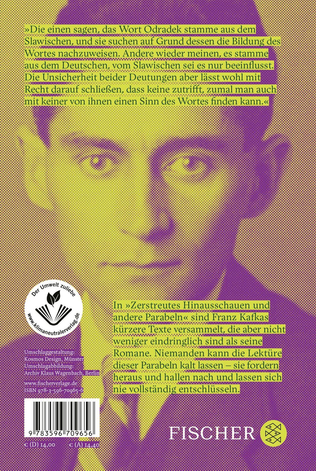 Rückseite: 9783596709656 | Zerstreutes Hinausschauen und andere Parabeln | Franz Kafka | Buch