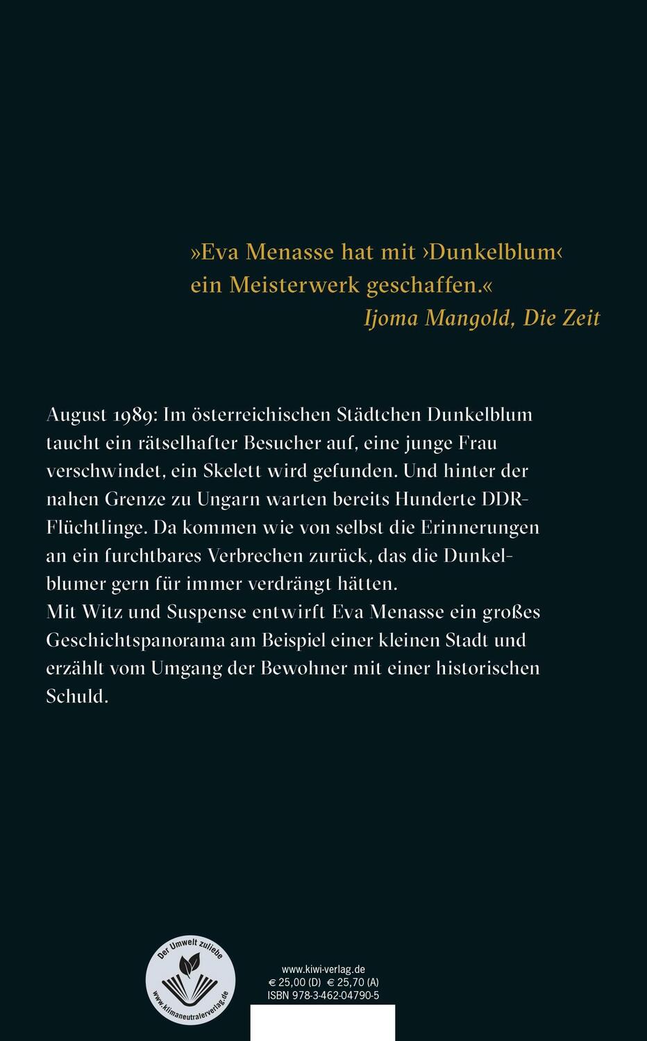 Rückseite: 9783462047905 | Dunkelblum | Roman | Eva Menasse | Buch | 528 S. | Deutsch | 2021