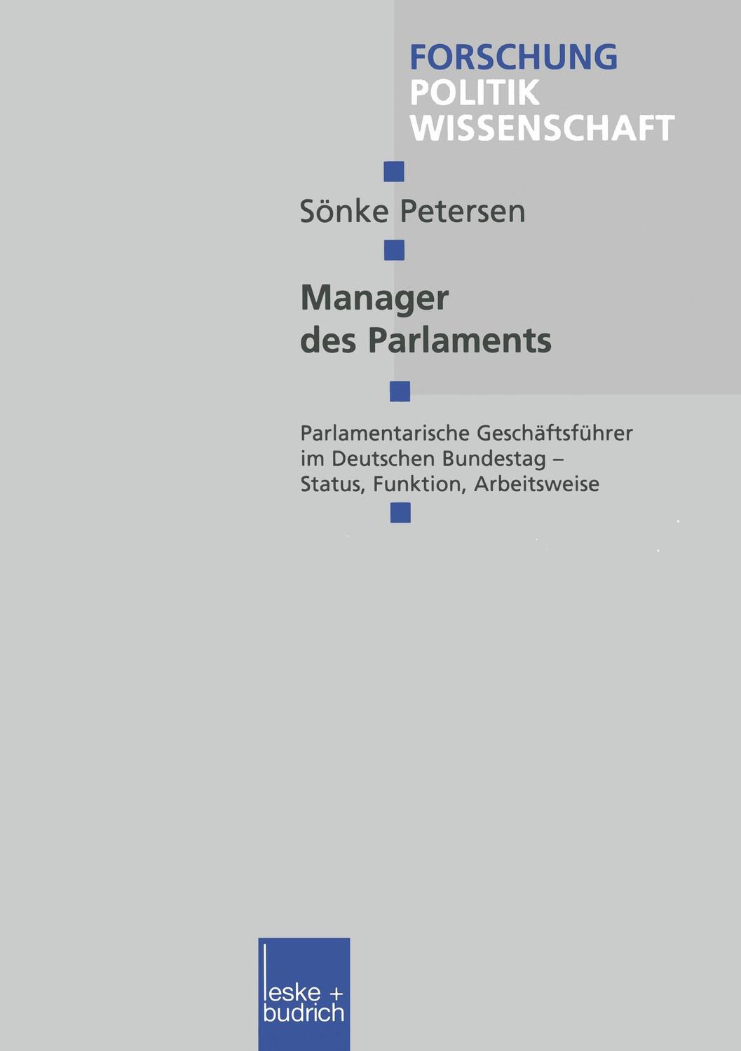 Cover: 9783810026224 | Manager des Parlaments | Sönke Petersen | Taschenbuch | Paperback