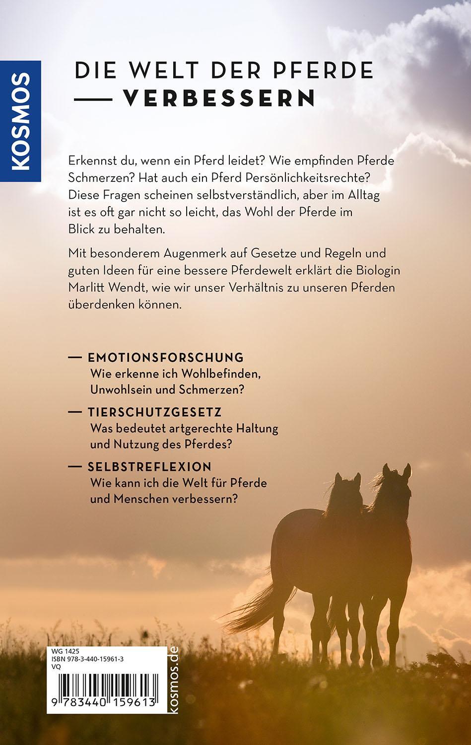 Rückseite: 9783440159613 | Die Rechte der Pferde | Ein Plädoyer für Tierwohl und Ethik | Wendt