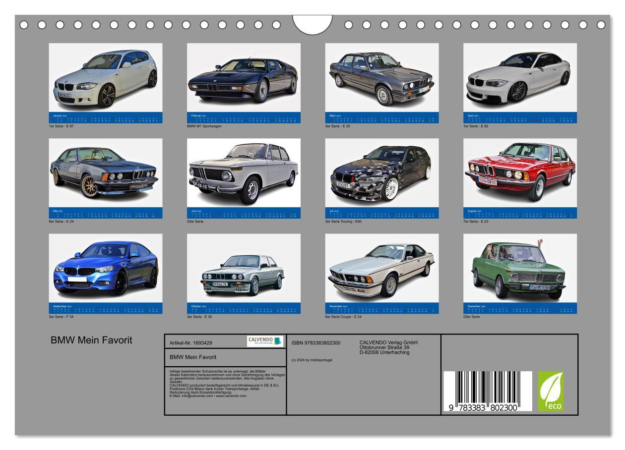 Bild: 9783383802300 | BMW Mein Favorit (Wandkalender 2025 DIN A4 quer), CALVENDO...