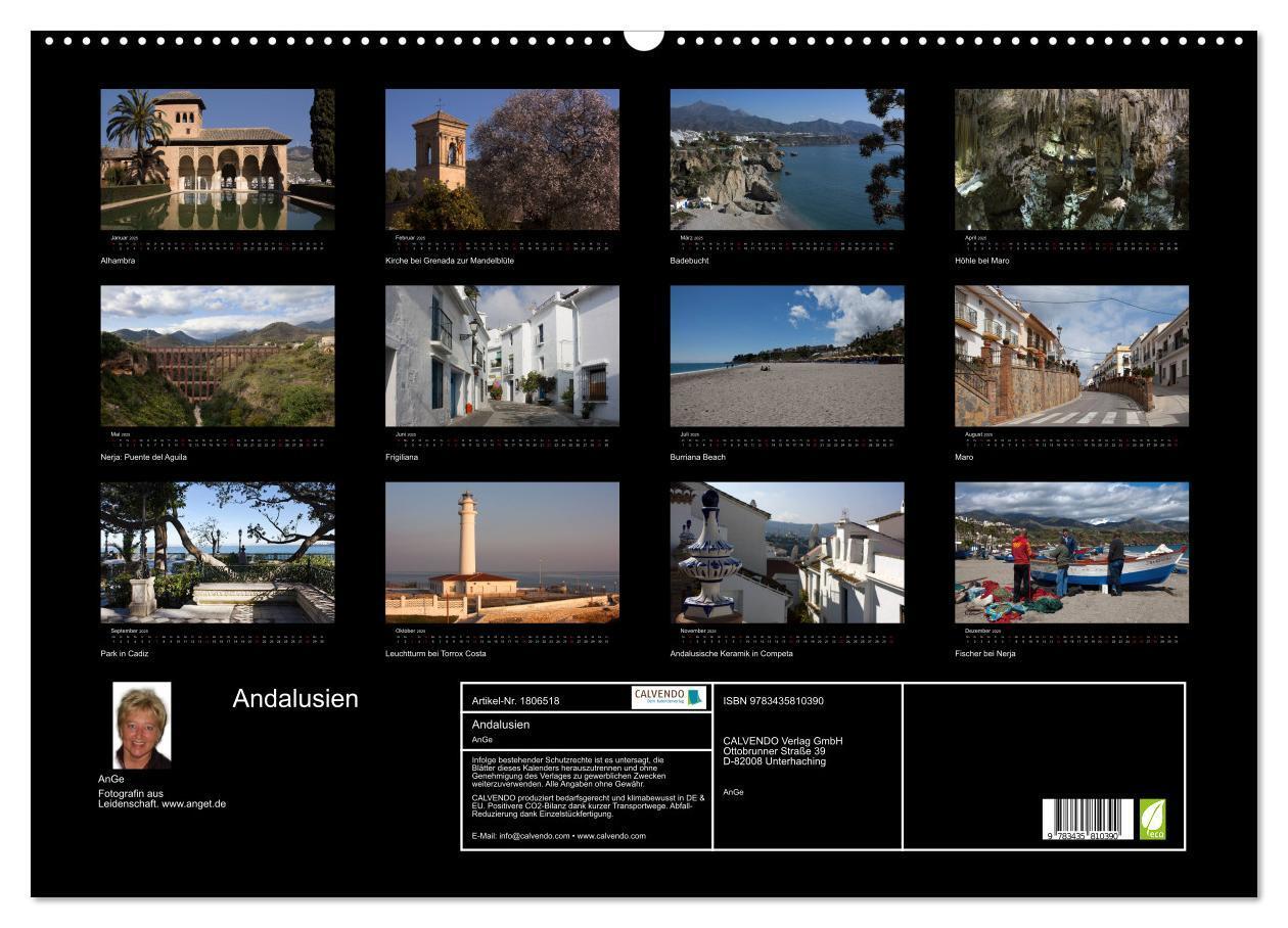 Bild: 9783435810390 | Andalusien (Wandkalender 2025 DIN A2 quer), CALVENDO Monatskalender