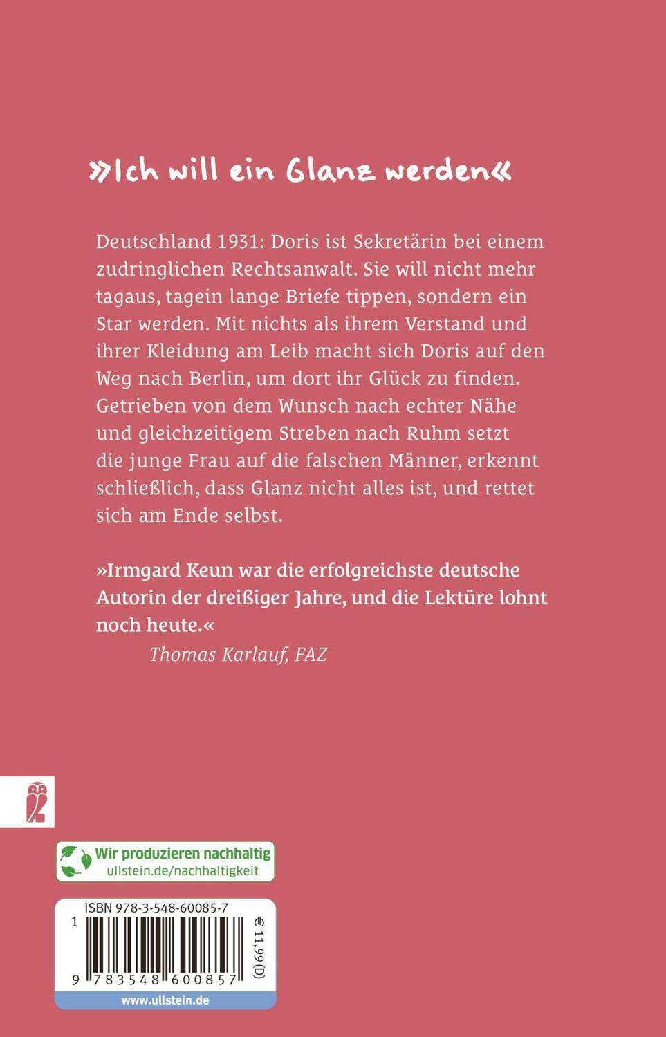 Rückseite: 9783548600857 | Das kunstseidene Mädchen | Irmgard Keun | Taschenbuch | 256 S. | 2001