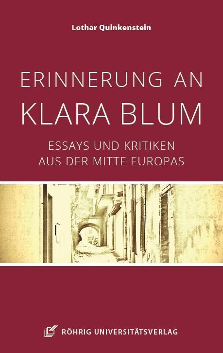 Cover: 9783861105879 | Erinnerung an Klara Blum | Essays und Kritiken aus der Mitte Europas