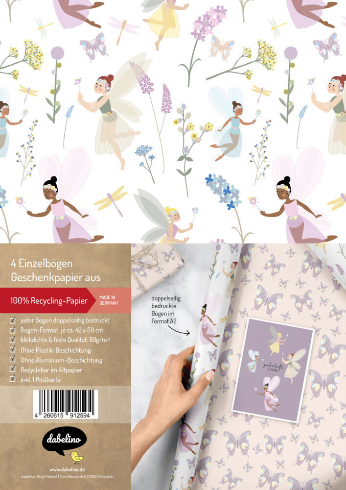 Cover: 4260615912594 | Geschenkpapier-Set für Kinder: Feen/ Elfen/ Schmetterlinge | Stück