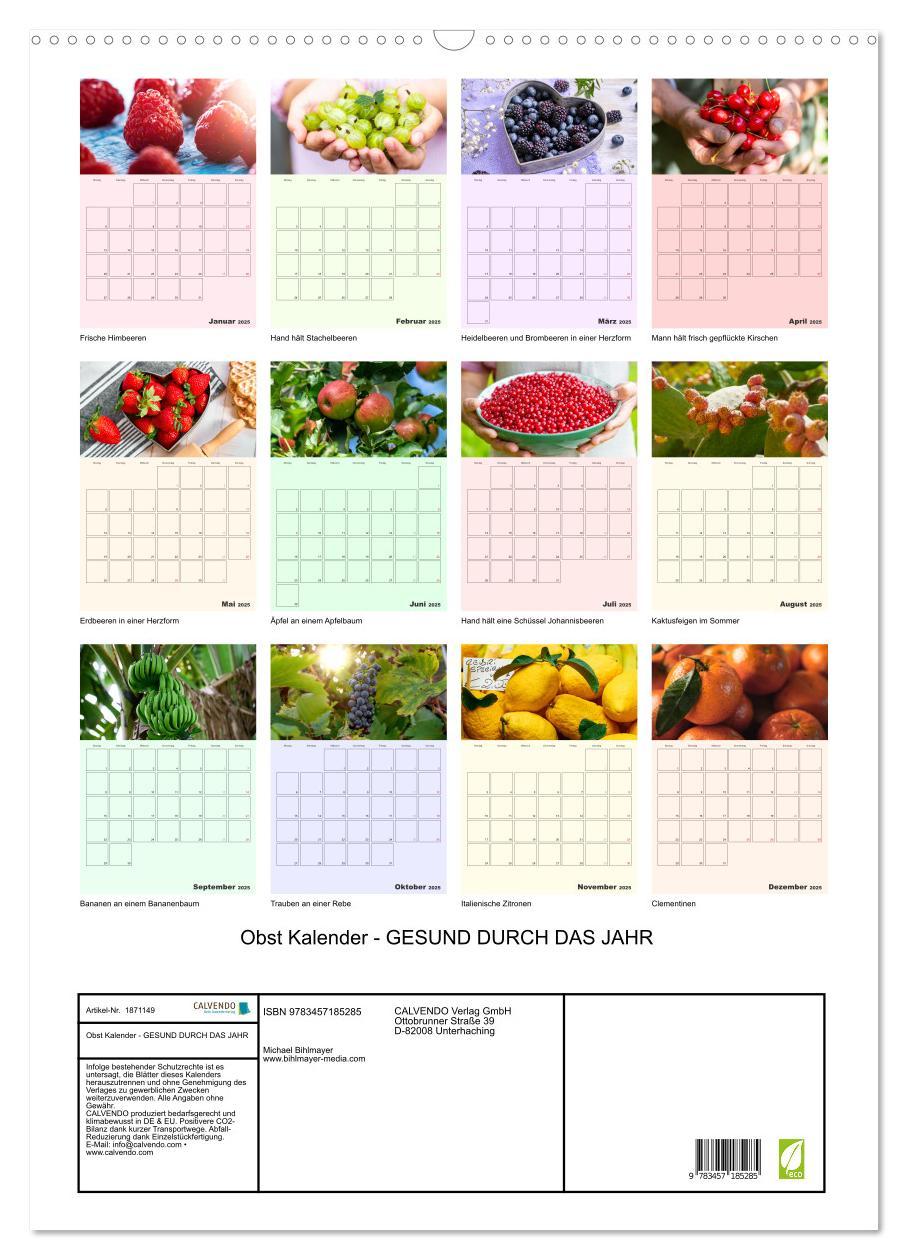 Bild: 9783457185285 | Obst Kalender - GESUND DURCH DAS JAHR (Wandkalender 2025 DIN A2...