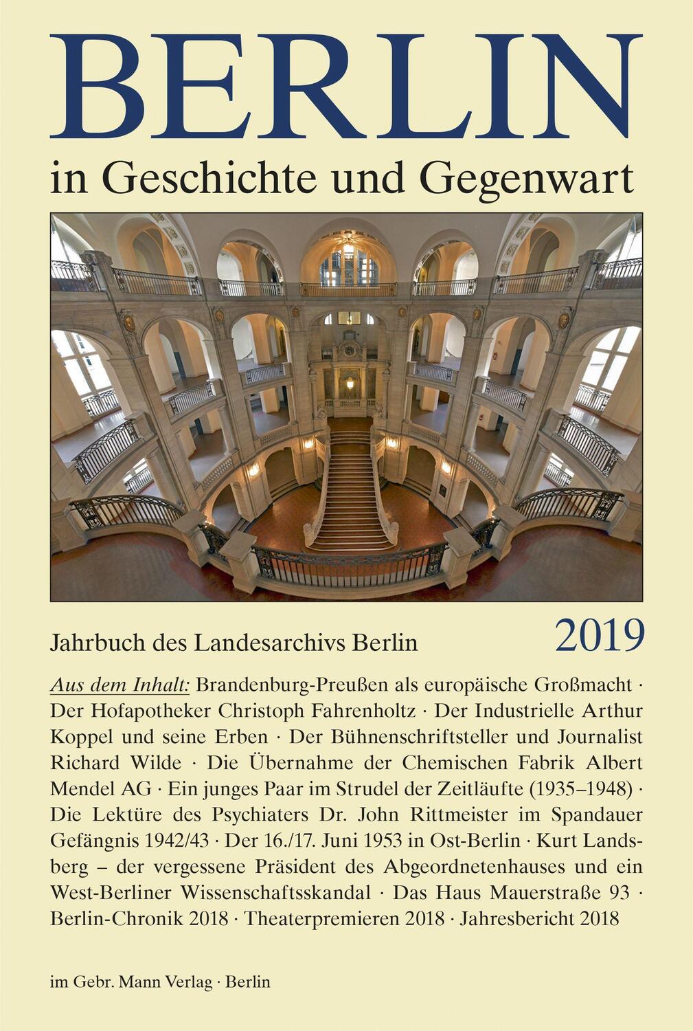 Cover: 9783786128502 | Berlin in Geschichte und Gegenwart | Buch | 414 S. | Deutsch | 2020