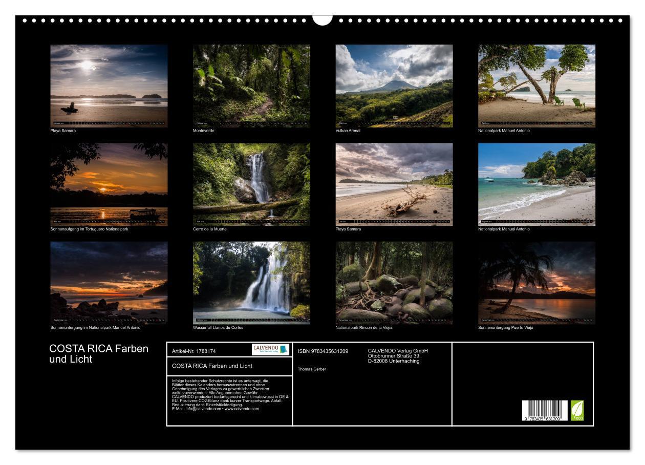 Bild: 9783435631209 | COSTA RICA Farben und Licht (Wandkalender 2025 DIN A2 quer),...