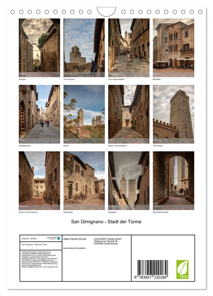 Bild: 9783457220184 | San Gimignano - Stadt der Türme (Wandkalender 2025 DIN A4 hoch),...