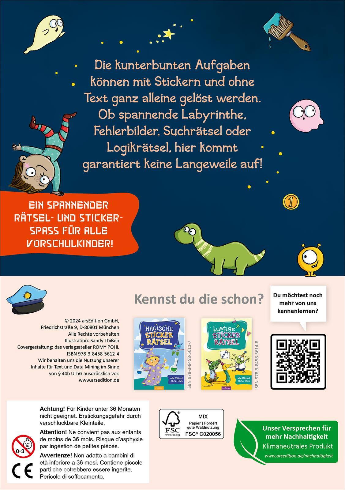 Rückseite: 9783845856124 | Spannende Sticker-Rätsel | Alle Rätsel ohne Text | Sandy Thißen | Buch