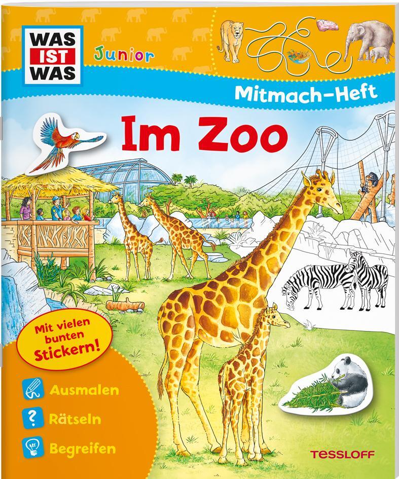 Cover: 9783788675707 | WAS IST WAS Junior Mitmach-Heft Zoo | Spiele, Rätsel, Sticker | Marti
