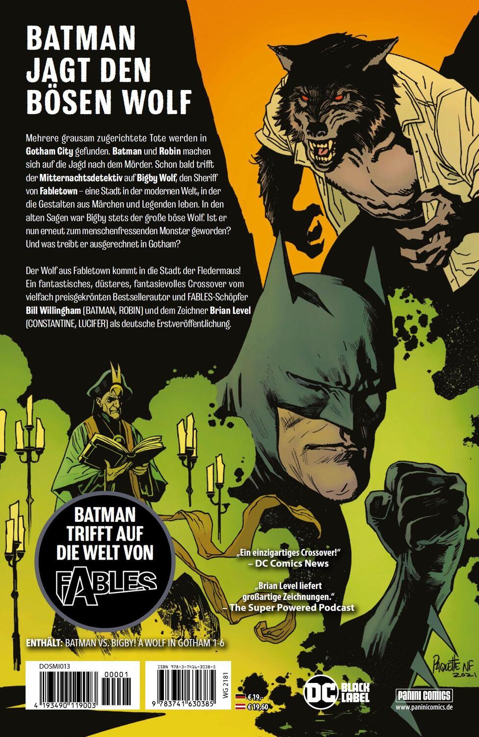 Rückseite: 9783741630385 | Batman vs. Bigby! - Ein Wolf in Gotham | Bill Willingham (u. a.)
