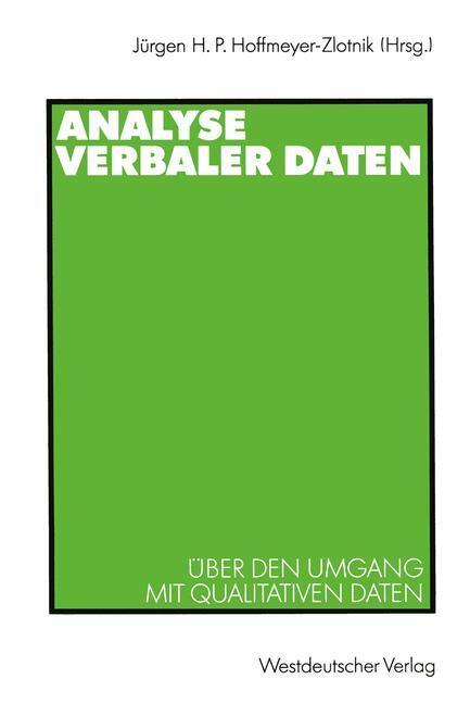 Cover: 9783531123608 | Analyse verbaler Daten | Über den Umgang mit qualitativen Daten | Buch