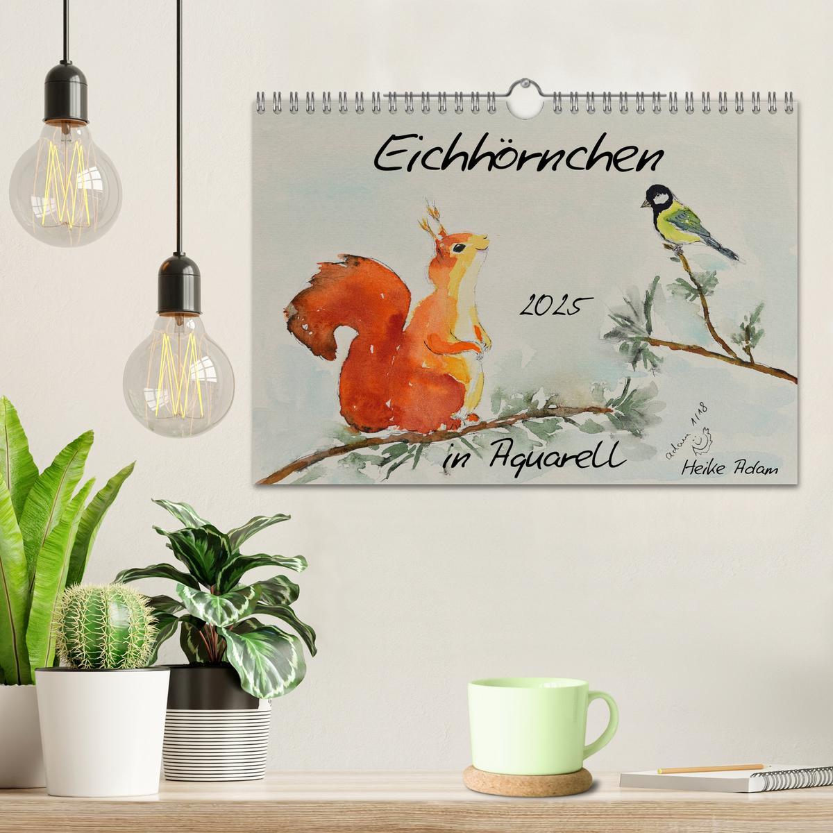 Bild: 9783435415663 | Eichhörnchen in Aquarell (Wandkalender 2025 DIN A4 quer), CALVENDO...