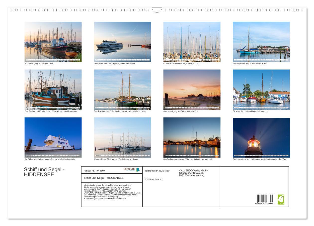 Bild: 9783435201860 | Schiff und Segel - HIDDENSEE (Wandkalender 2025 DIN A2 quer),...