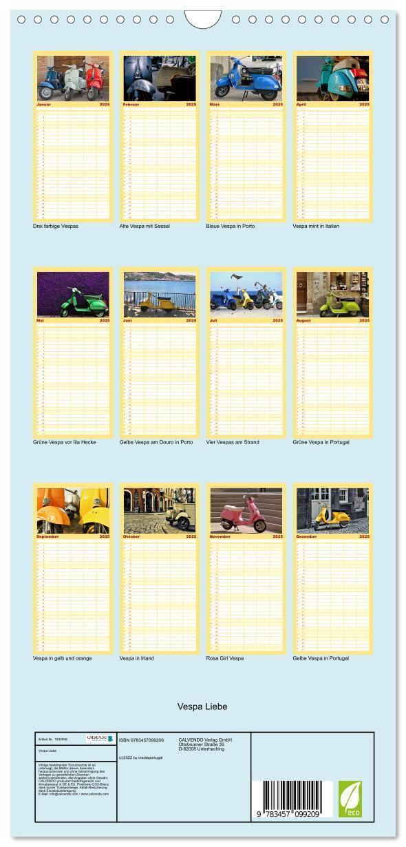 Bild: 9783457099209 | Familienplaner 2025 - Vespa Liebe mit 5 Spalten (Wandkalender, 21 x...