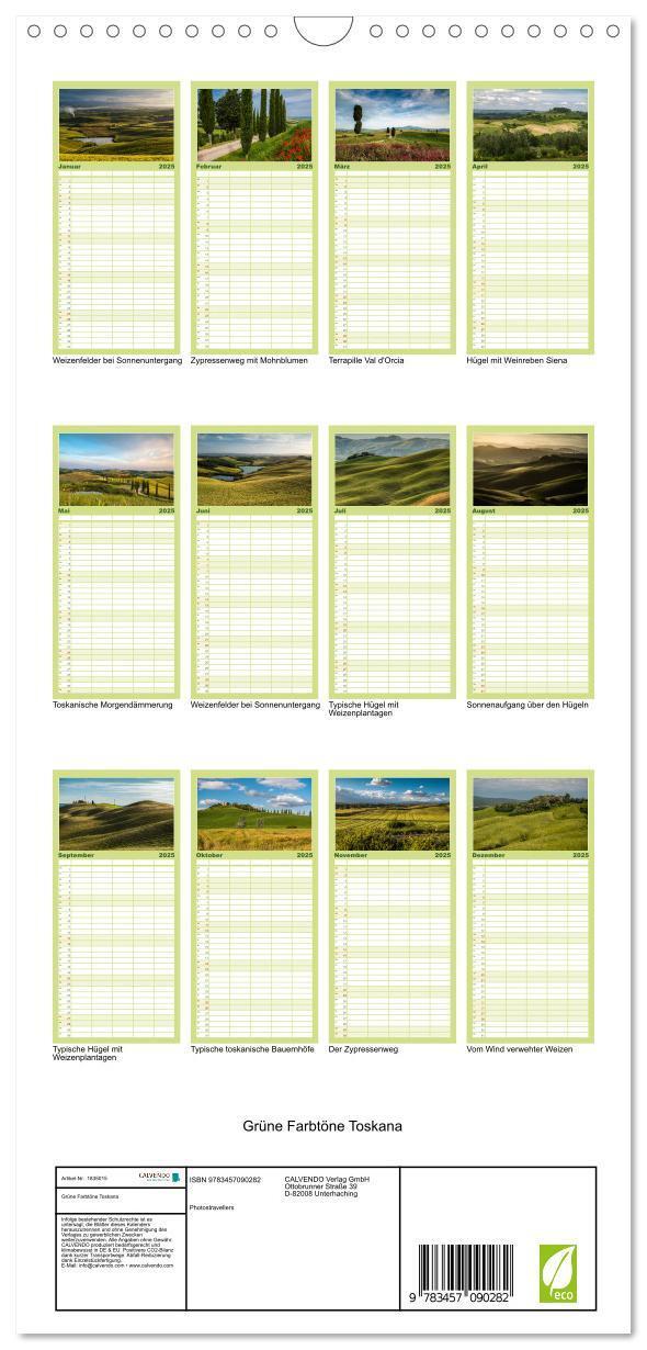 Bild: 9783457090282 | Familienplaner 2025 - Grüne Farbtöne Toskana mit 5 Spalten...