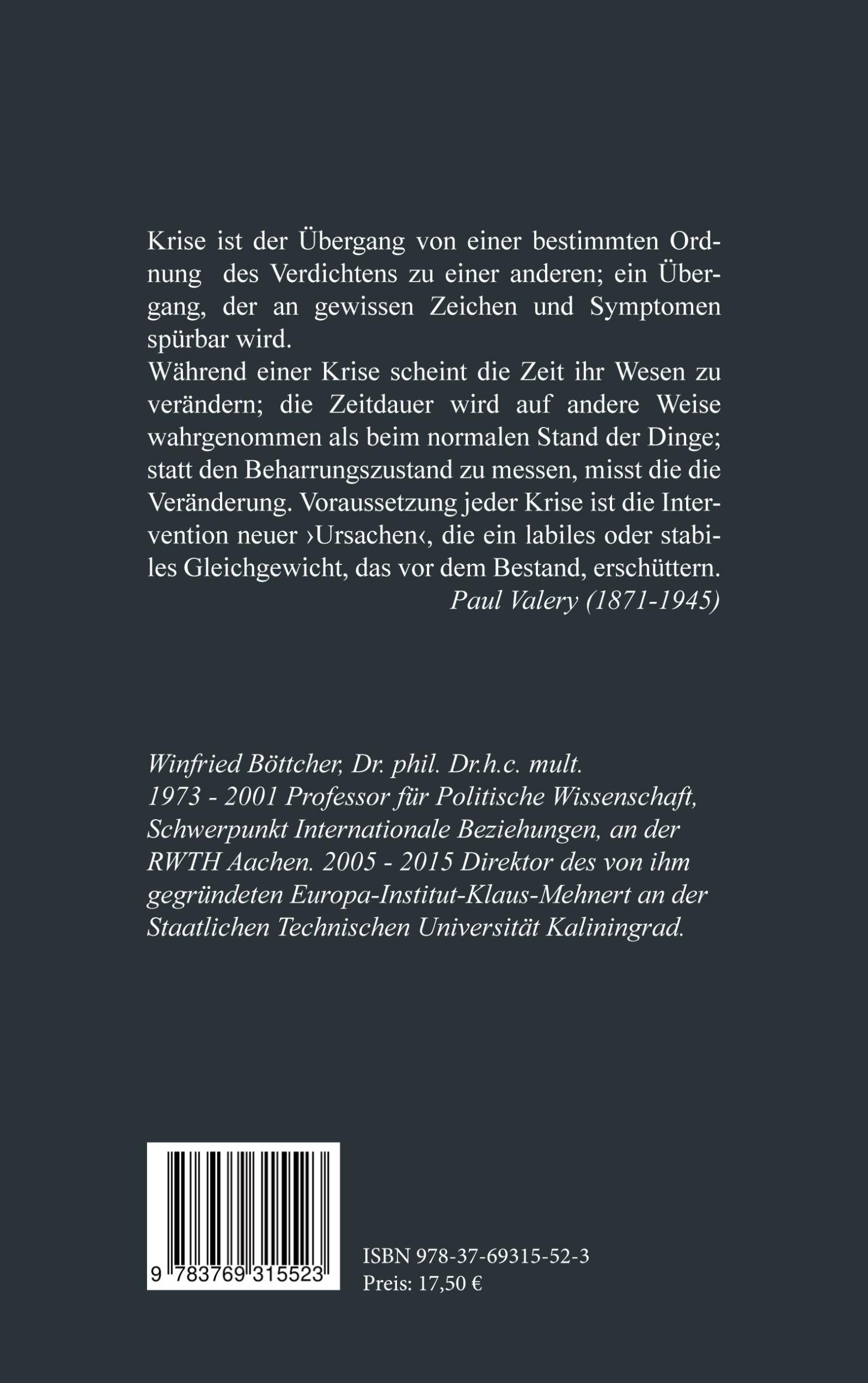 Rückseite: 9783769315523 | Das Krisenjahrzehnt | 2014-2024 | Winfried Böttcher | Taschenbuch