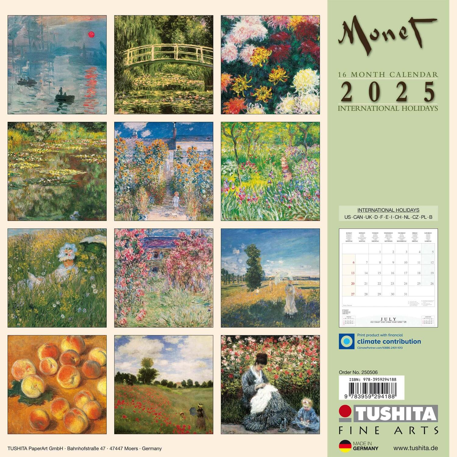 Rückseite: 9783959294188 | Claude Monet 2025 | Kalender 2025 | Kalender | Tushita Fine Arts