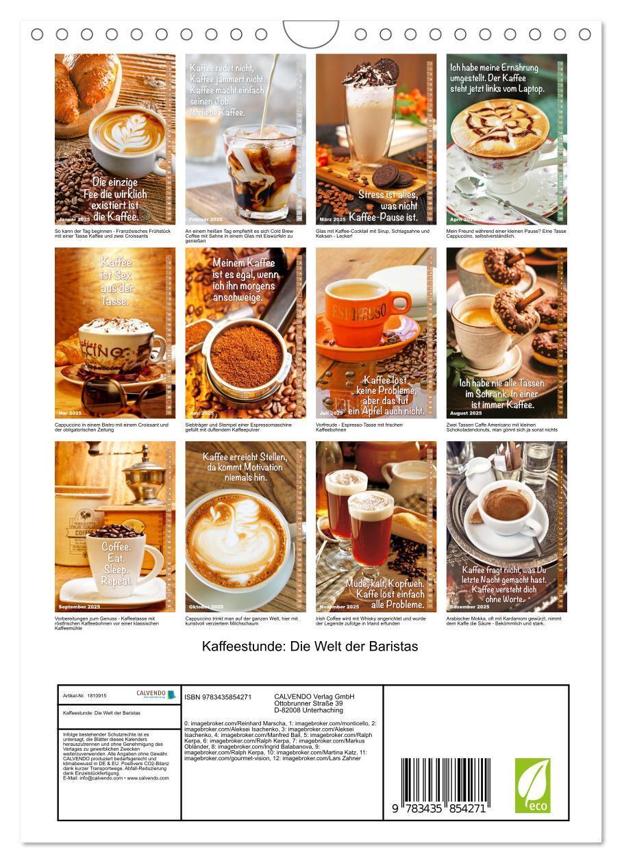 Bild: 9783435854271 | Kaffeestunde: Die Welt der Baristas (Wandkalender 2025 DIN A4...