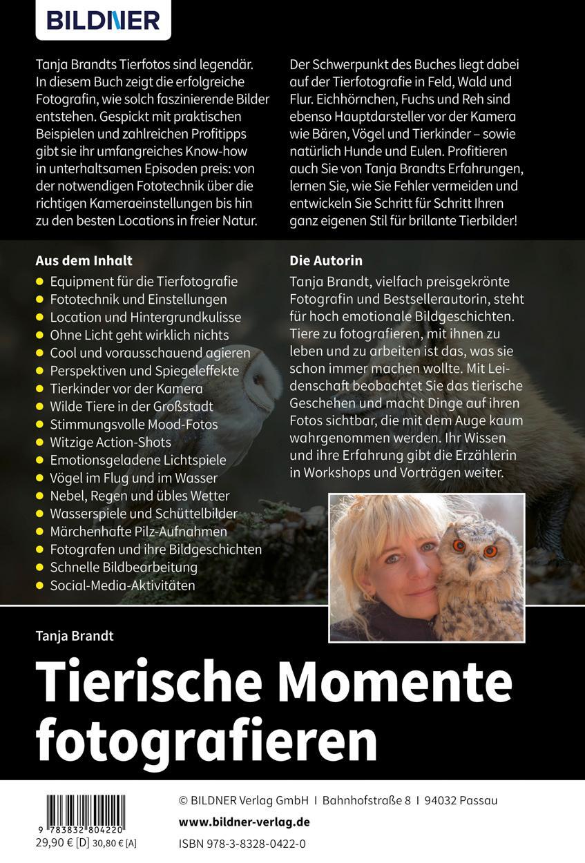 Rückseite: 9783832804220 | Tierische Momente fotografieren | Brandt Tanja | Buch | 328 S. | 2020