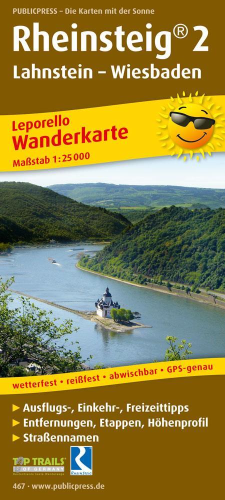 Cover: 9783899204674 | Wanderkarte Rheinsteig 02. Lahnstein - Wiesbaden 1 : 25 000 | Deutsch