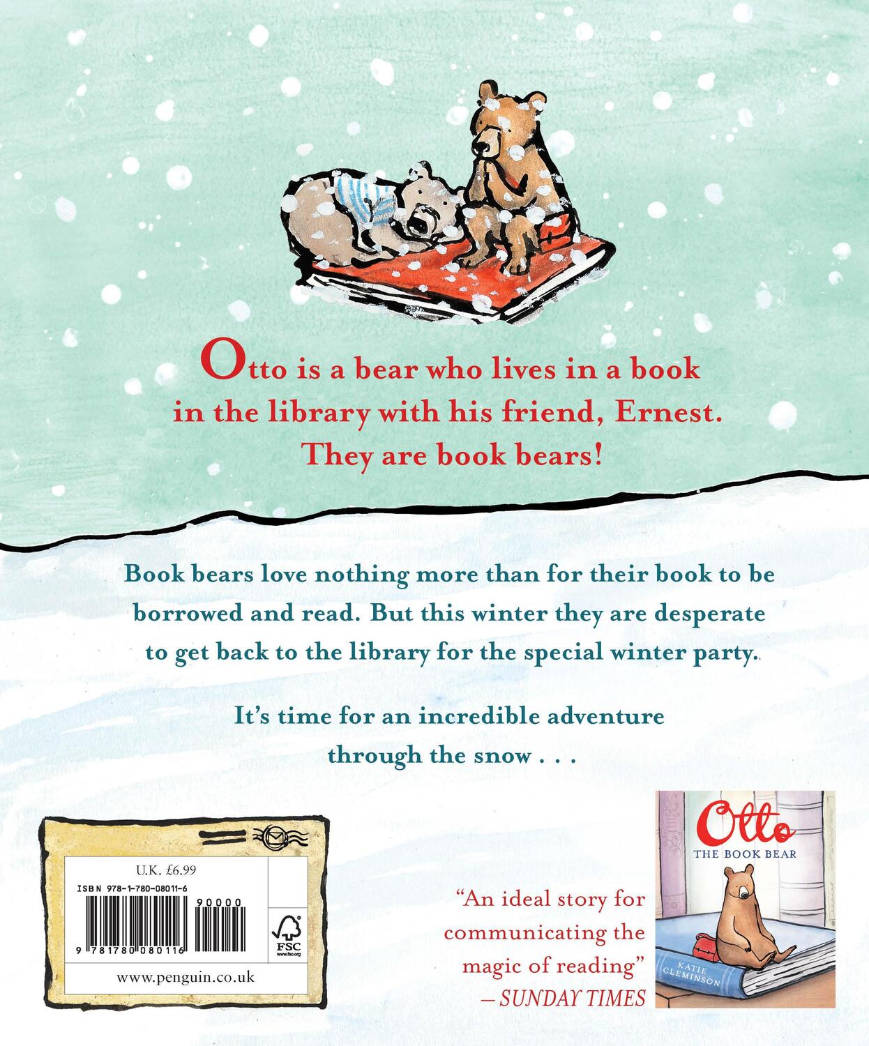 Rückseite: 9781780080116 | Otto the Book Bear in the Snow | Katie Cleminson | Taschenbuch | 2016