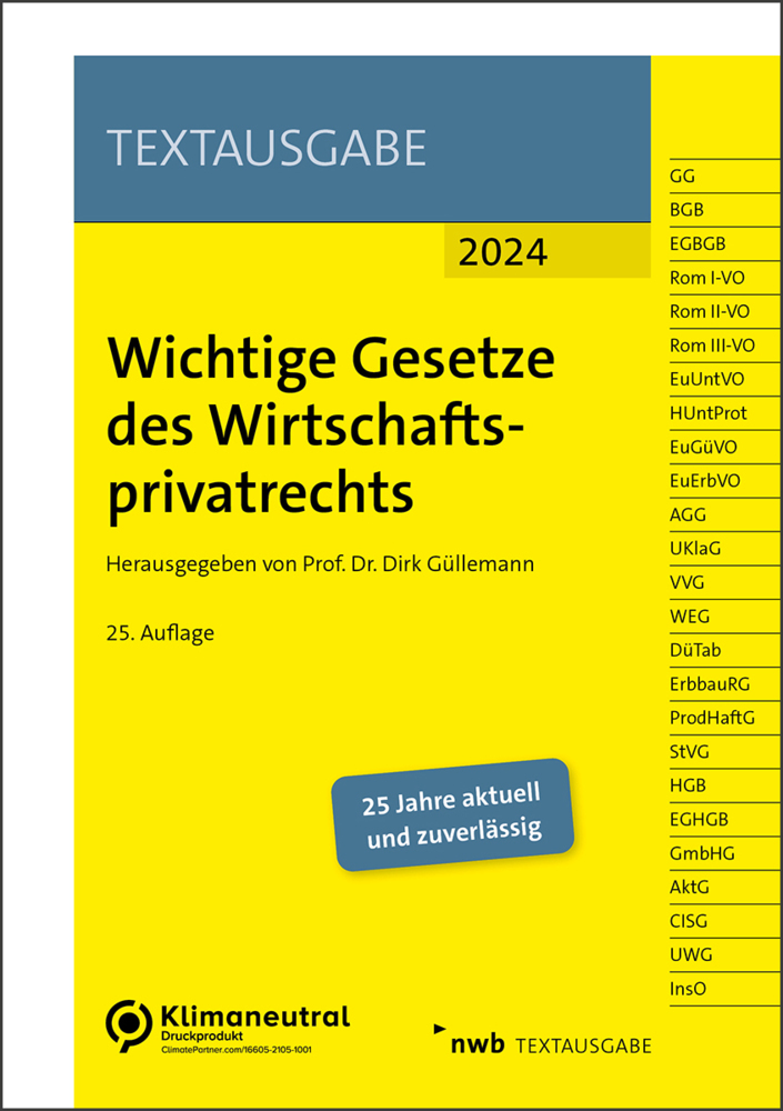 Cover: 9783482684654 | Wichtige Gesetze des Wirtschaftsprivatrechts | Dirk Güllemann | Bundle