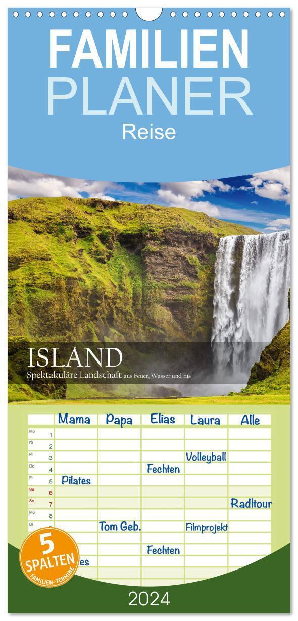 Cover: 9783383096839 | Familienplaner 2024 - Island - Spektakuläre Landschaft aus Feuer,...