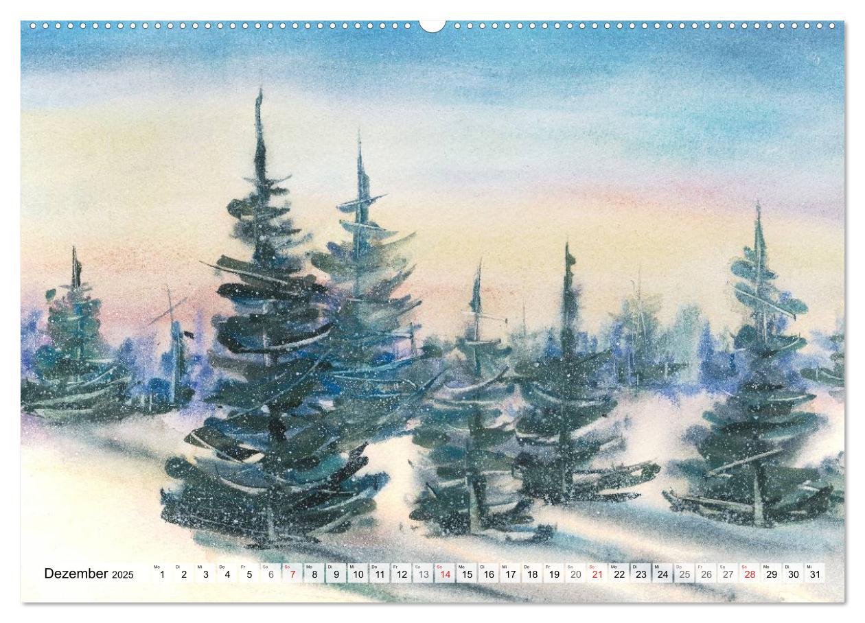 Bild: 9783435495146 | Bäume in Aquarell (Wandkalender 2025 DIN A2 quer), CALVENDO...