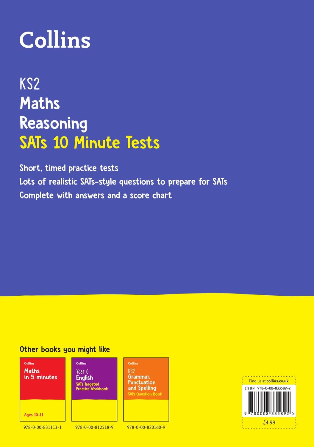 Rückseite: 9780008335892 | KS2 Maths Reasoning SATs 10-Minute Tests | For the 2024 Tests | Ks2